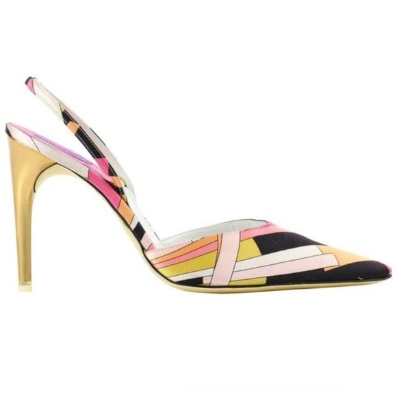 Emilio Pucci Shoes - Emilio Pucci Colorful Geometric Slingback Heels